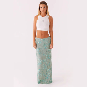 Falda Maxi con Lentejuelas Florales