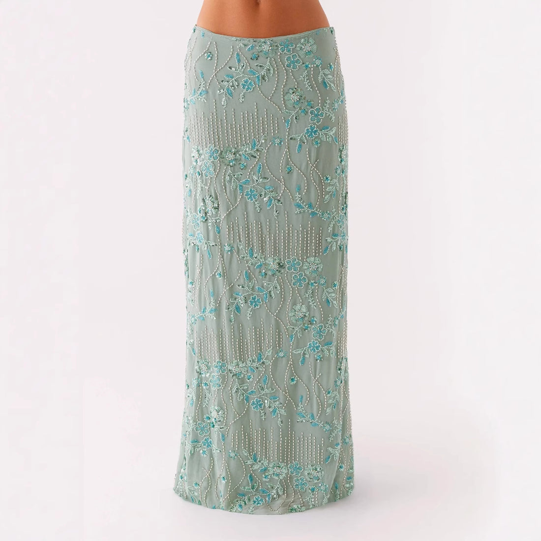 Falda Maxi con Lentejuelas Florales