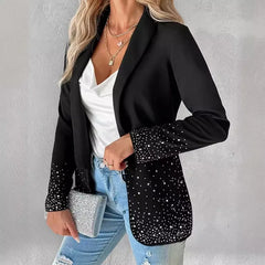 2024 Spring Autumn New Women's Clothing Personalized Rhinestone Waist-Tight Suit Jacket Blazer