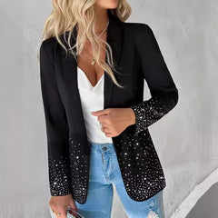 2024 Spring Autumn New Women's Clothing Personalized Rhinestone Waist-Tight Suit Jacket Blazer