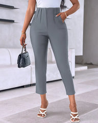 Elegant Women Chic Fashion Detail Office Wear Pants Vintage High Waist Zipper Fly Female Slim Trousers Mujer Solid Suit Pants