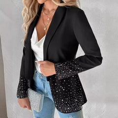 2024 Spring Autumn New Women's Clothing Personalized Rhinestone Waist-Tight Suit Jacket Blazer