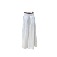 Women High Waist Casual Wide Leg Long Palazzo Pants Korean Fasion Summer with Pocket Loose Lady Simple White Trousers y2k Bottom