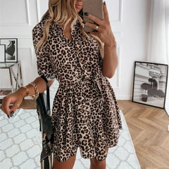 Vestido Leopardo de Verano Manga Larga