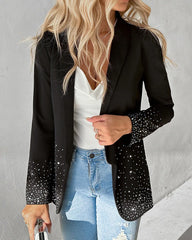 2024 Spring Autumn New Women's Clothing Personalized Rhinestone Waist-Tight Suit Jacket Blazer