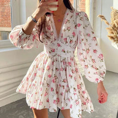 Vestido de Encaje con Estampado Floral