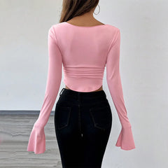 Camiseta Rosa Ajustada Estilo Sexy